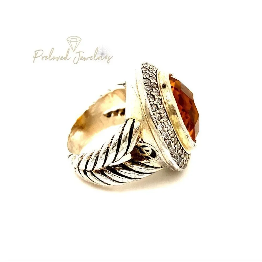 Stunning Citrine / Cz Cable Ring‎